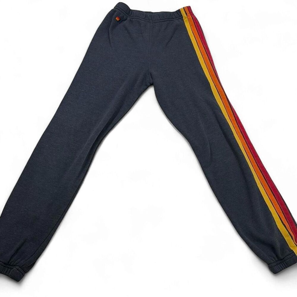 Aviator Nation KIDS / YOUTH Five-Stripe Sweatpants Sz14 Charcoal Grey